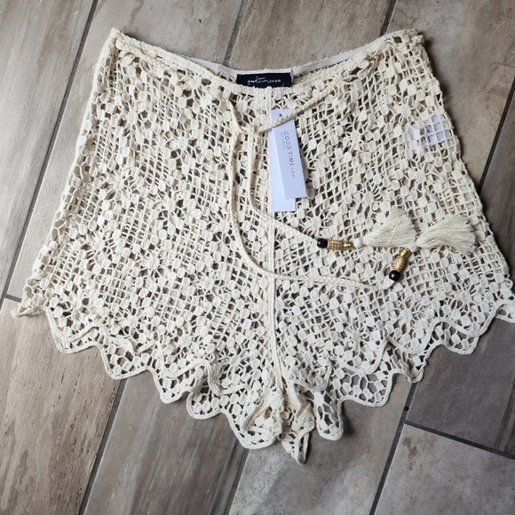 Good Times Pants - Cream Crochet Women Shorts
